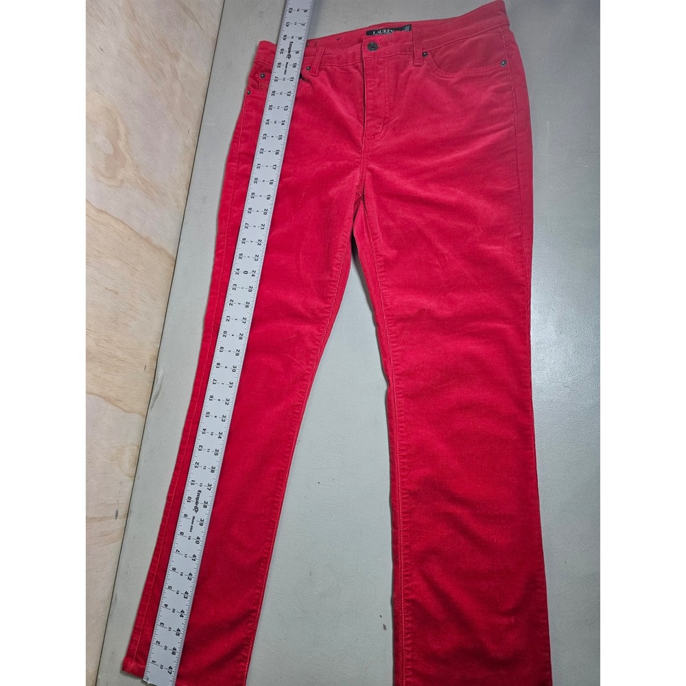 Lauren Ralph Lauren Red Corduroy Straight Leg Pants Womens Size 8 Stretch - Picture 8 of 16